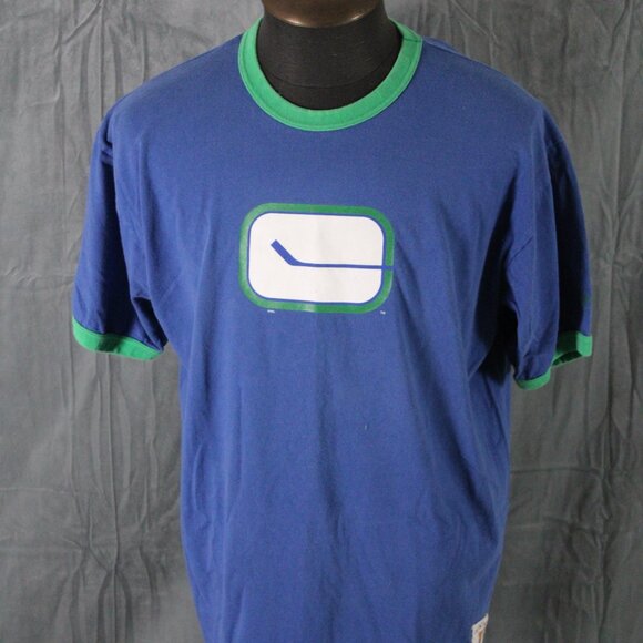 Vancouver Canucks Shirt (Retro) - Stick in Rink Logo Ringer T- Men's XL - Picture 3 of 8